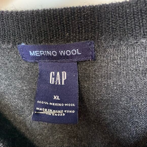 Gap Merino Wool Grey V Neck Sweater XL - Picture 3 of 5